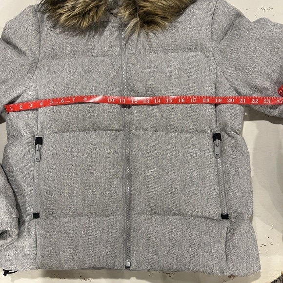 Gap Puffer Jacket Women Large Gray Long Sleeve Full Zip Down Winter Wool Cotton - Picture 5 of 16